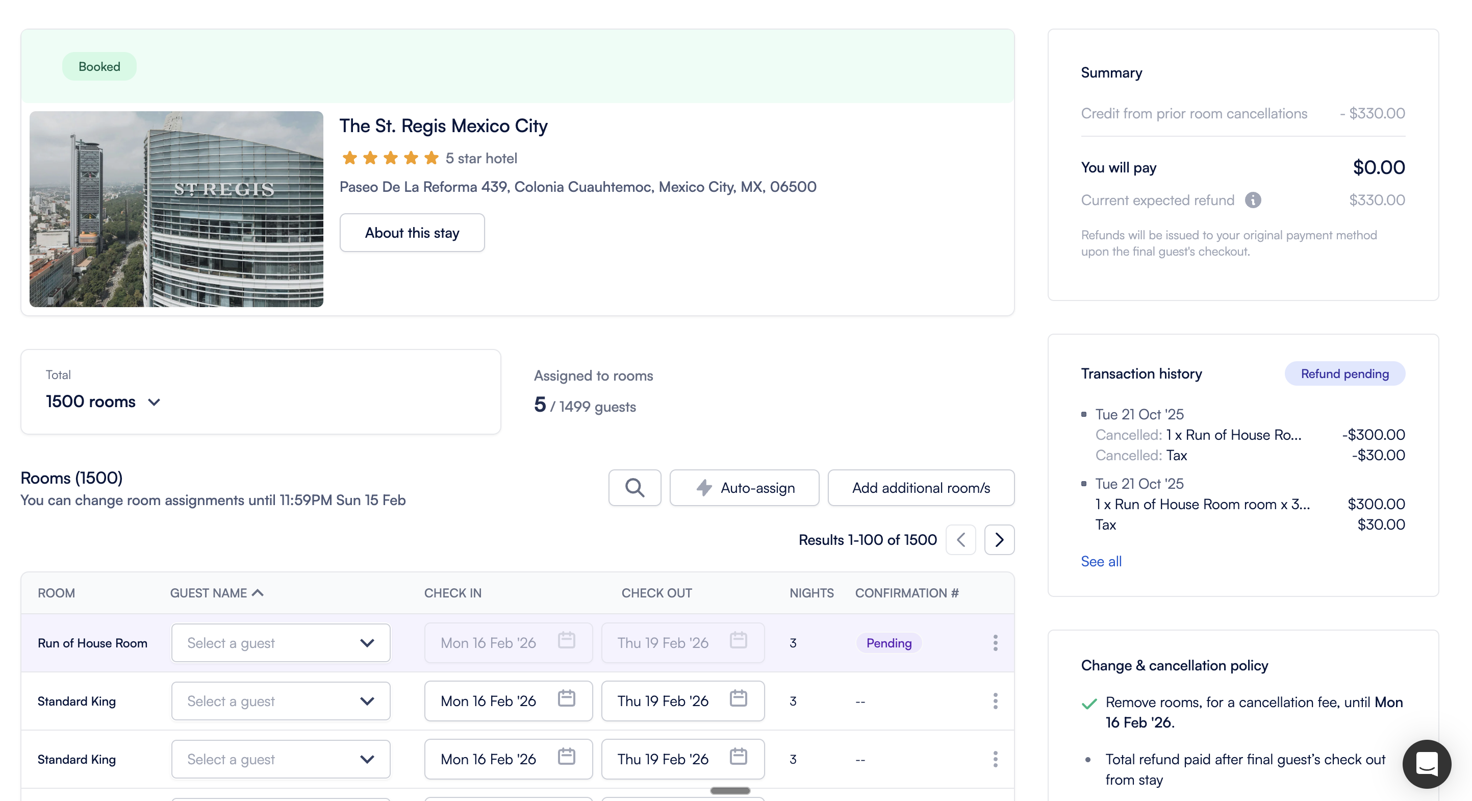 Room Management Dashboard